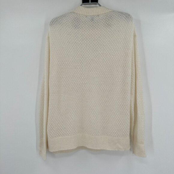 Quince Ivory Baby Alpaca-Merino Wool Diamond Stitch Crew Sweater sz XS Women's - Picture 4 of 4